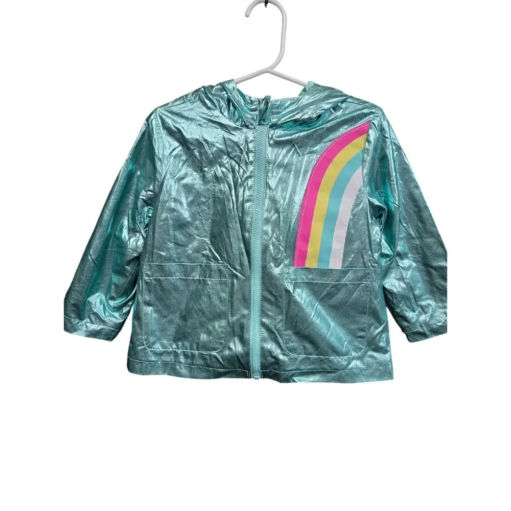 Aquamarine Metallic Jacket w/ Rainbow - Wonder Nation - 2T